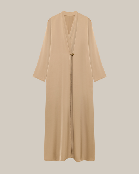 Double-Coated Crossed Abaya beige