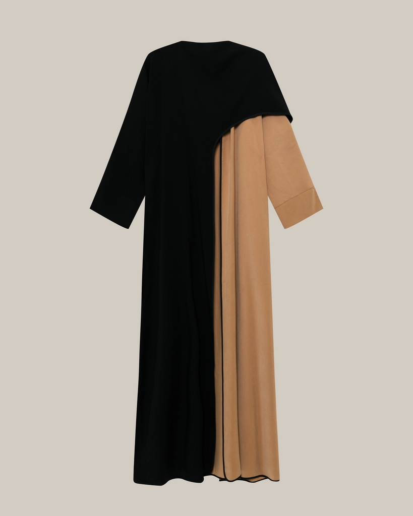 Two-Toned Cape Abaya Beige and Black