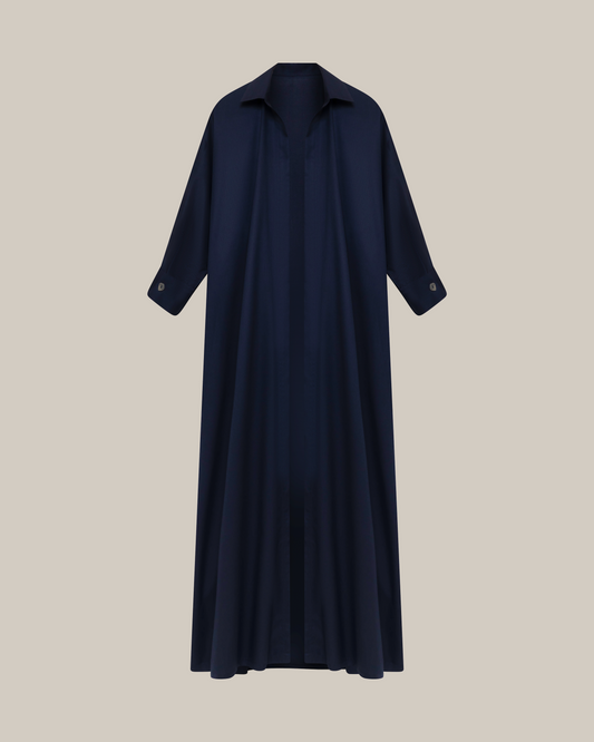 Relaxed Fit Shirt Abaya blue