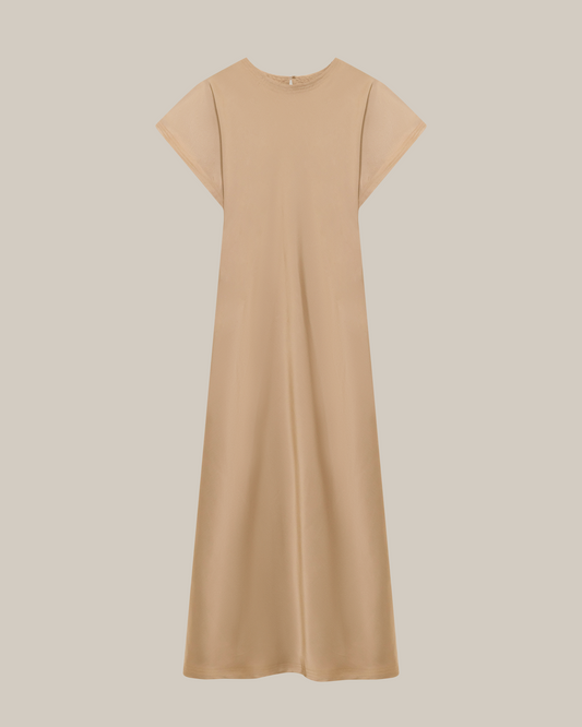 Flowy Wrap Dress Beige