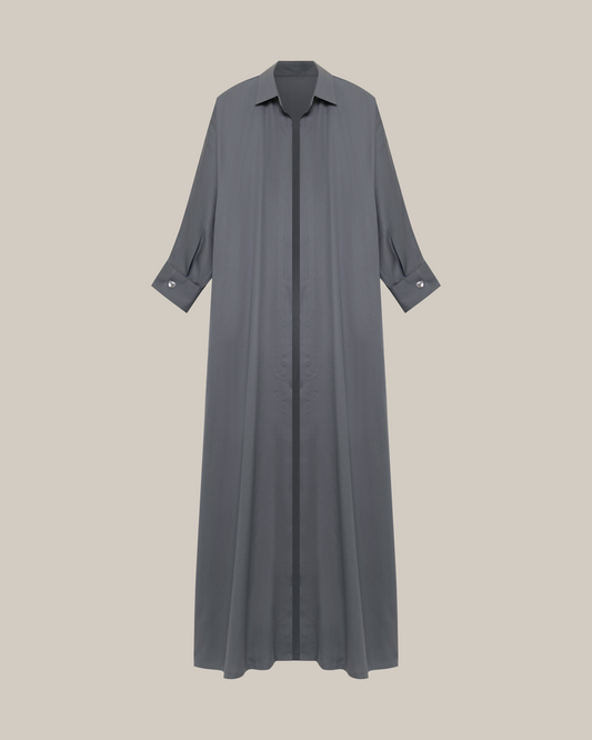 Relaxed Fit Shirt Abaya Grey