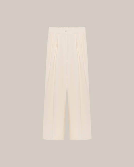 Sleeveless Top & High-Waist Trouser ivory