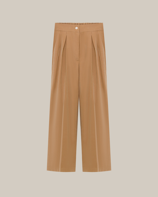 Sleeveless Top & High-Waist Trouser Beige pants