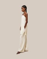 Sleeveless Top & High-Waist Trouser ivory