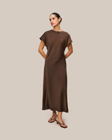 Flowy Wrap Dress Brown