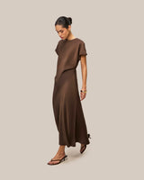 Flowy Wrap Dress Brown